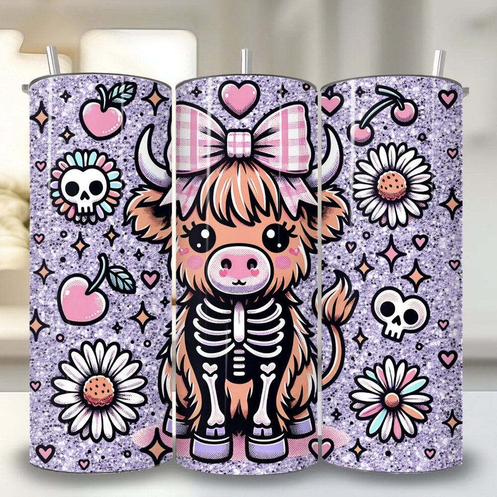 Highland Cow Skeleton 20 oz tumbler